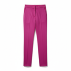 Front view of stretch twill lycra cigarette pants in magenta