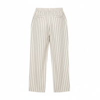 Back view of linen blend handloom striped pants