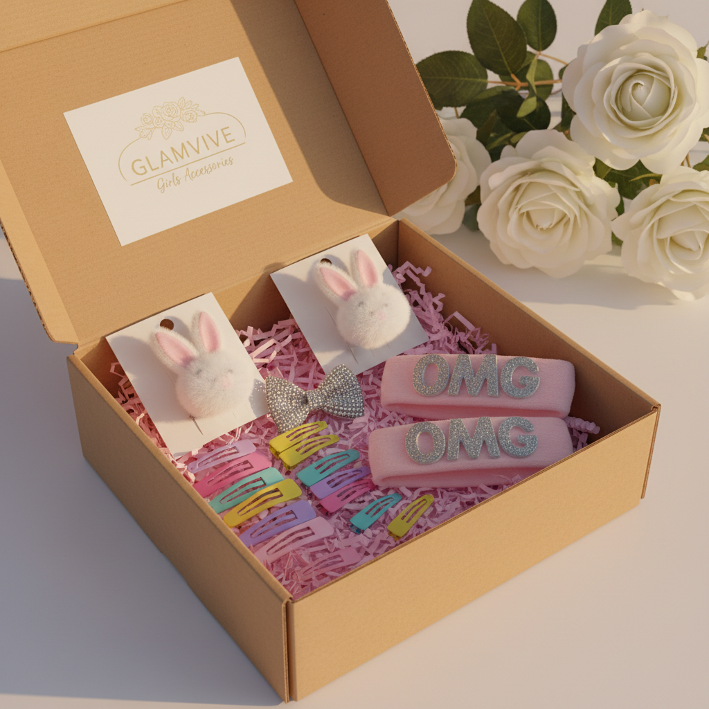 GLAMVIVE Girls Accessories Edit – 20+ Piece Kids Hair Accessories Gift Set