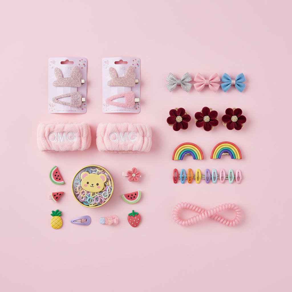 GLAMVIVE Girls Accessories Edit – 20+ Piece Kids Hair Accessories Gift Set