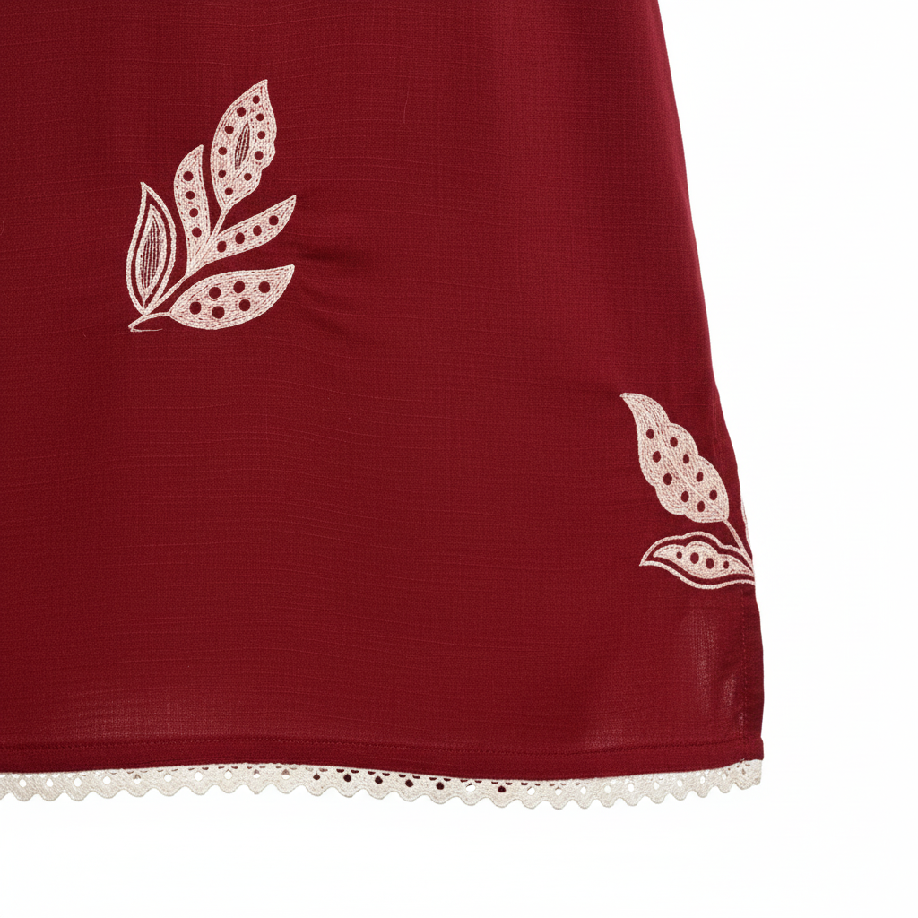 Lower hem embroidery detail