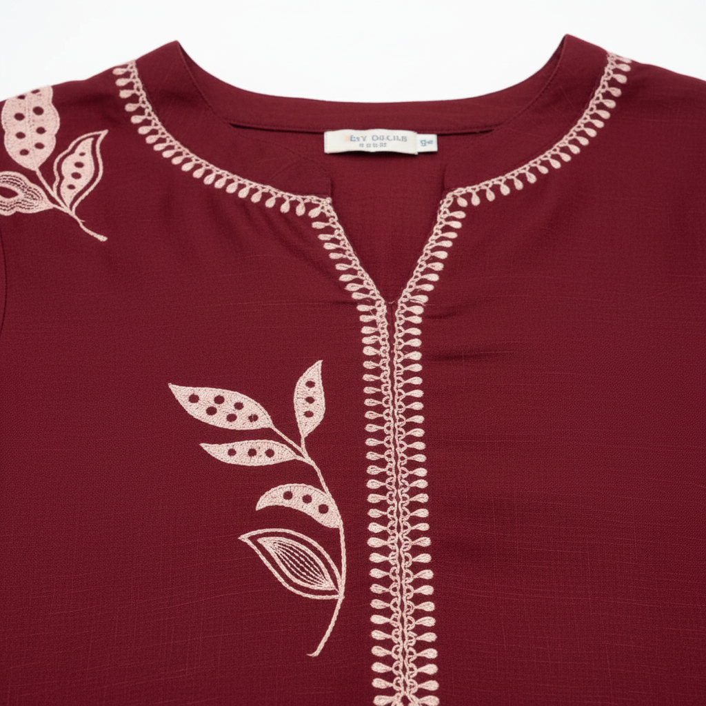 Neckline embroidery detail